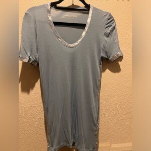 Zadig & Voltaire light blue with silver foil edge T-shirt
